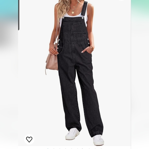 luvamia Pants - Denim Overalls loose fit, baggy, gray wash oversized straight wide leg large